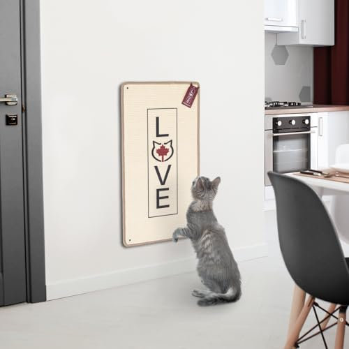 CanadianCat Company | Kratzteppich für Katzen - beige | 80 x 40 cm | Bodenläufer, Wandteppich, Wandbefestigung