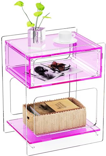 solaround Table d'appoint en Acrylique, pour Salon, Table de Chevet pour Chambre à Coucher, 40 x 30 x 50 cm (Rose)