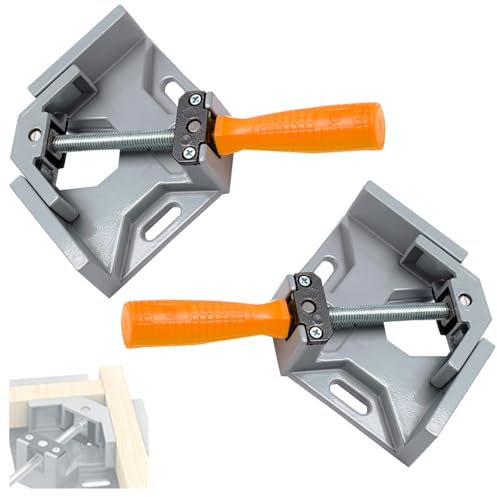 2 Piezas Abrazadera Carpintero 90° con Mandíbula Giratoria Ajustable, Sargentos Ángulo Recto Aleación Aluminio, Herramientas Apriete Metalicas, Presilla Esquina Carpintería para Ingeniería, Soldadura