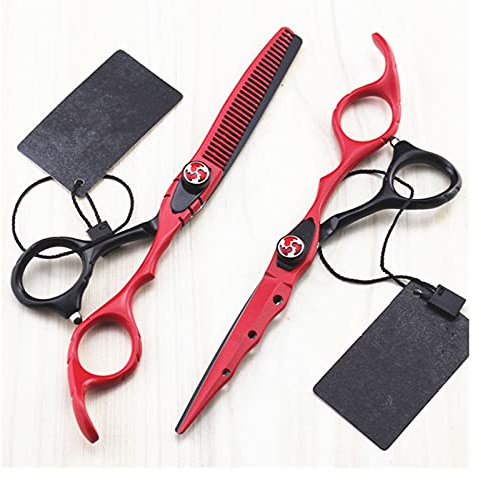 Schere zum Haareschneiden, 6 Zoll, Rot, Haarschneiden, Ausdünnen der Haare, Friseur, Haarschneiden, Haarschneideset