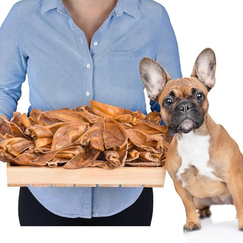 Halbe Schweineohren für Hunde, 50 Stück (1kg), getreidefrei
