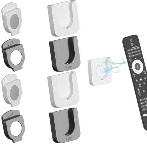 Magnetic 4Pcs Magnetic Remote Control Holder, Adhesive Mount Base Built in with Strong Tape Wall Hanging Magnet Holder Hook, Multifunctional wall-mounted TV remote control storage box for Living Room
