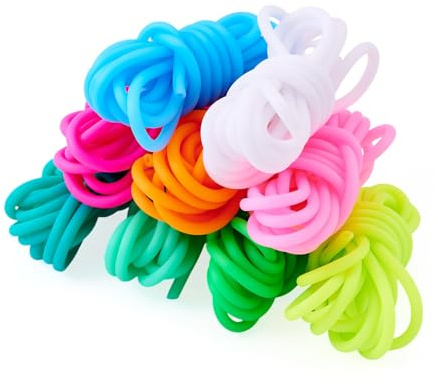 Spritewelry Cuerda de goma hueca de 18 m, 9 colores, cuerda de tubo de silicona, cuerda de hilo para tejer collares, pulseras, llaveros, joyería, 4 mm