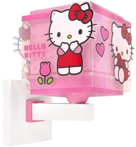 Dalber kinder Wandlampe, Kinderlampe Wandleuchte Hello Kitty, 73269, E27, Rosa