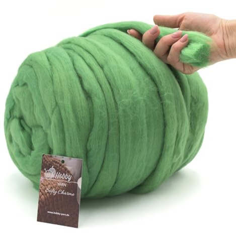 Hobby YARN – Softy Charme – 100% Schurwolle, XXL Merino Wolle, Extra dicke Filzwolle, Filzgarn, Trocken- und Nassfilzen, Handstricken, Decken, Babydecken, Haustierbett (47502 - Spring Meadow, 250g)
