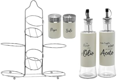 Doni Bomboniere Matrimonio 1 pz Set Dispenser da Tavola Olio Aceto Sale e Pepe con Frasi 'Vai Liscio Come L'Olio' e 'Anche Il Miglior Vino può Diventare Aceto' Anniversario Utile Casa Idee Economiche