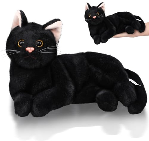Toyvian Schwarze Katze Als Stofftier, Realistische Schwarze Katze Als Plüschtier, Lebensechte, Weiche Kätzchenfigur, Heimdeko-Artikel, Sammlerfiguren, Gastgeschenke für Geburtstags- Und