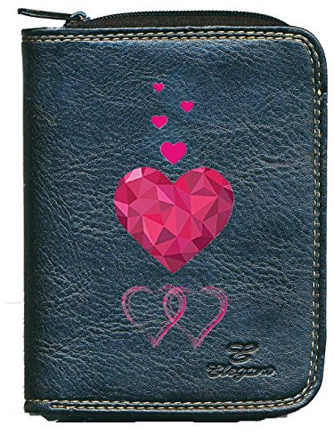 Syl'la Design Coeurl Porte Monnaie Porte Carte Noir pour Femme (Amour Rose)