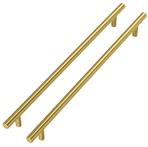 Goldenwarm 10 Piezas Tiradores Armarios 256mm Tirador Mueble Cocina Dorado Cepillado Acero Inoxidable Armarios de Cocina Para Puertas y Armarios de Ropa