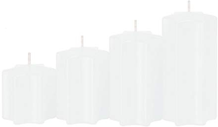 Stimmungsvolles Kerzenlicht 4er Set Kerzen Sternkerzen Abgestuft Weiß Ø 5 cm