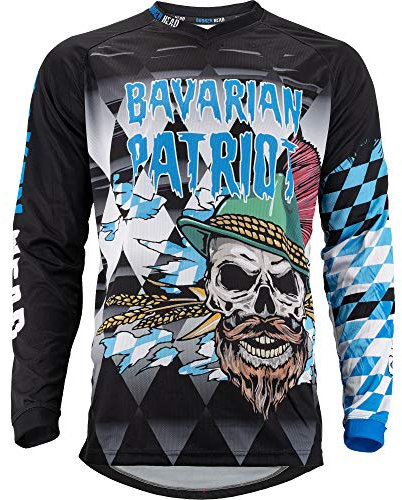 Broken Head MX Jersey Bavarian Patriot Weiß-Blau-Schwarz - Moto-Cross Jersey - BMX - Offroad - Trikot - Racing Shirt (L)