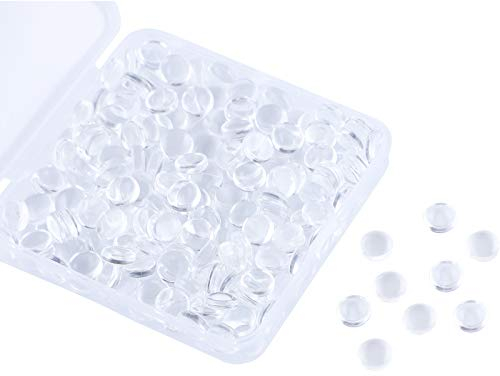 HAUTOCO 200Pcs 8mm Clear Round Glass Cabochons, Glass Dome Cabochon Tiles Non-calibrated Round for Eyes Crafts DIY Pendants Earrings Jewellery Making