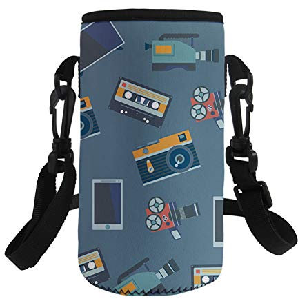 SUPAERCUPH Funny Vintage Movie Tape Water Bottles Cover Warm Heat Insulation Thermos Cup Bag Quality Pouch Holder Sleeve Carrier