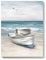 SUMGAR Ocean Wall Art Blue White Sea Canvas Paintings Sandy Beach Pictures Boat Coastal Artwork Framed Seashore Prints Seaside View Home Decor for Bathroom Living Room Bedroom 30x40cm