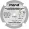 Trend PCD Fibre Cement Circular Saw Blade, 115mm Diameter, 9.50mm Bore, 4 Teeth, 1.6mm Kerf, +12° Hook, PCD, Coarse Finish, PCD/FSB/1154