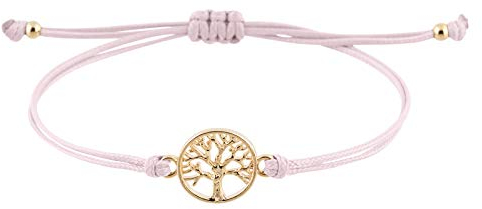 StarAppeal Lebensbaum Freundschafts Armband Mit Perlen in Silber und Gold, Größenverstellbar, für Mädchen und Damen, Handmade (Rosa-Gold)