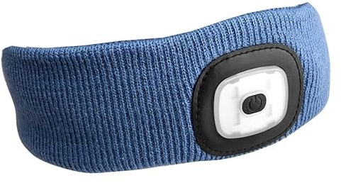 Stirnband mit Stirnlampe 180 lm, wiederaufladbar, USB, Einheitsgröße, Baumwolle/PE, blau