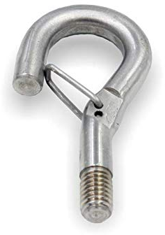 Licht-Zubehoer.de Schraubhaken/Hakenschraube/Wandhaken/Gewindehaken M5 Gewinde mit Aushängesicherung - Edelstahl V4A Inox | roh