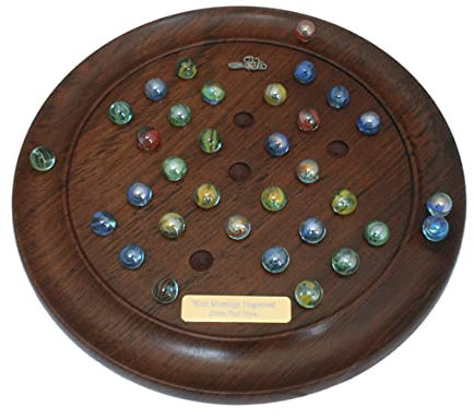 Chainsaw Wooden Round Solitaire Set & Marbles Pub Gift With FREE ENGRAVING 69