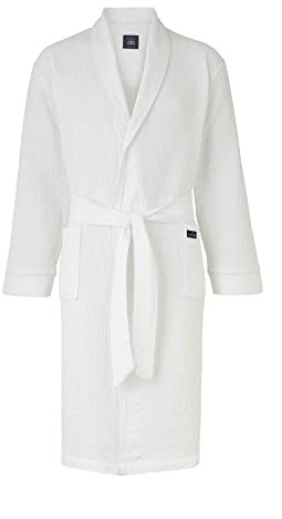 THE SAVILE ROW COMPANY LONDON Men's Lightweight Soft Cotton Waffle Kimono Bathrobe Dressing Gown - White - Medium