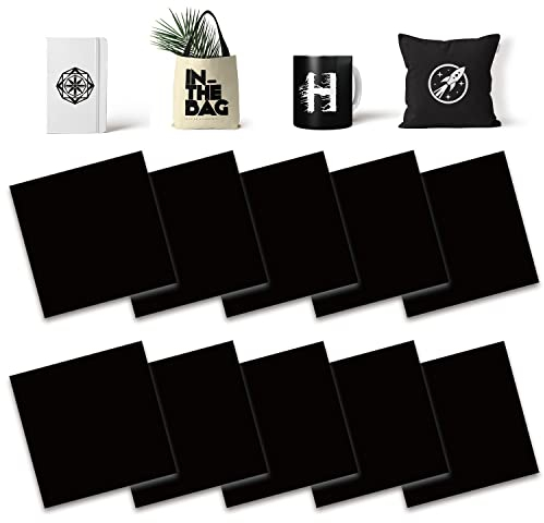 Schwarze Transferblätter, 30,5 x 30,5 cm, einfarbig, vorgedrucktes Sublimationspapier für Heißpressbecher, DIY-T-Shirts, Untersetzer, 10 Stück