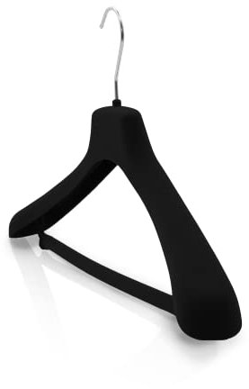 Kiroplast Lot de 12 cintres en Velours à Suspendre pour Chapeau, Perche, Pantalon floqué, Antidérapant, imprimé Or, Manteaux, Vestes 42 cm (Noir)