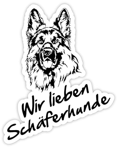 Hunde Sticker Aufkleber Wir lieben Schäferhunde Schild Folie selbstklebend | 15x12cm Made in Germany, Größen Name: schwarz