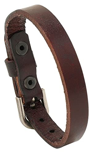 COMSY Robustes Punk-Lederarmband für Herren, verstellbares Armband, Vintage-Stil für Familie und Freunde, Freund, Ehemann,Dunkelbraun
