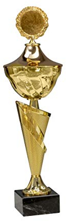 eberin · Pokal Serie Smilla, Gold, mit Wunschtext und auswählbarem Motiv-Emblem, Größe 42 cm