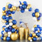 112 PCS Royal Blue and Gold Balloon Arch Kit, Dark Blue and White Balloon Garland Kit with Gold Confetti Metallic Gold Balloons White Latex Balloons for Graduations Boys Birthday Party Decorations