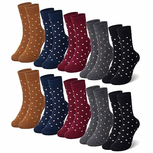 Falechay 10 Paar Socken Damen Damensocken Mehrfarbig Mit Streifen Punkte Socken Baumwollsocken Sportsocken Bunte Socken Damen Fünf-Farben,35-38