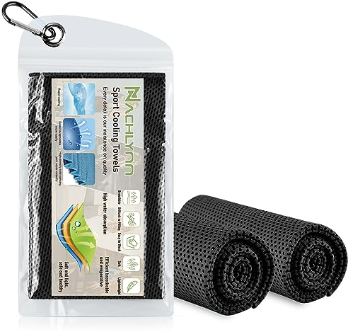 NACHLYNN Kühlendes Handtuch 2er Set, 100 x 30 cm Eiskalt Kühlen Mikrofaser Cooling Towel für Fitness, Sport, Reise, Yoga