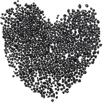 sourcing map 250g/0.55lb 3-6mm Decorative Glass Stones, Polished Glass Pebbles Marbles DIY Decor for Vase Filler Beads Crafts Fish Tank Aquarium Garden Decoration, Black