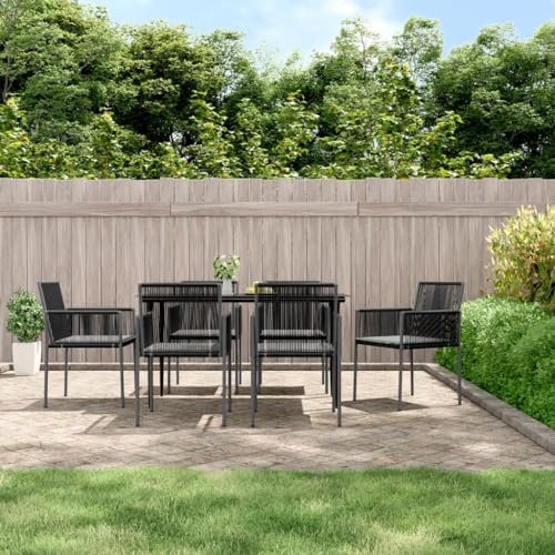 GuyAna Gartenstühle mit Kissen 6 STK. Schwarz 54x60,5x83,5 cm BalkonmöBel StapelstüHle Garten