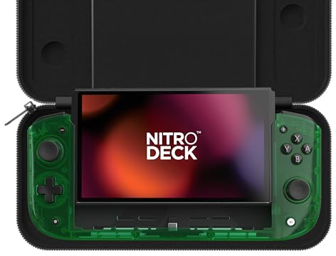 CRKD Nitro Deck Crystal Collection mit Tragetasche - Professionelles tragbares Deck mit Null-Stick für Nintendo Switch und OLED Switch (Smaragdgrün)