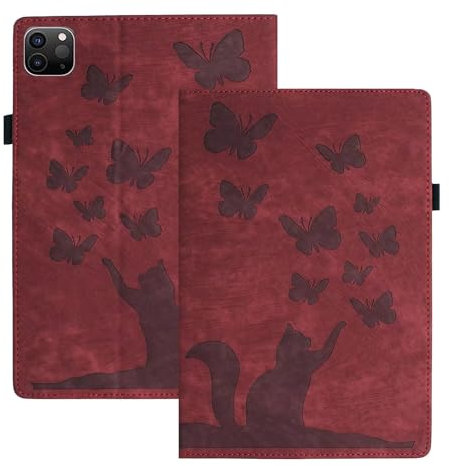FMPCUON Custodia Compatibile con Apple iPad Pro 11 2021/2020/10.9/iPad Air Custodia in Pelle PU Flip Stand Cover Portafoglio Porta Penna Slot Card Custodia Tablet per, Rosso