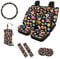 UOIMAG Hippie Flower Autositzbezug-Set, 10 Stück, 70er Jahre, Retro-Lenkradbezug, Getränkehalter, Untersetzer