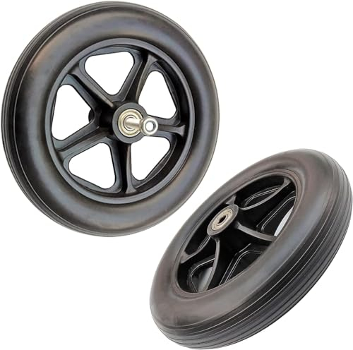Leichte Rollen Für Rollstühle, 2 Stück, Solides, Rutschfestes Gummirad, Räder, Ersatzteile Für Rollstühle, Gehhilfenräder, 6/7/8 Zoll Rollstuhl-Vorderrad Mit Lager, Rutschfest (Schwarz, 19 Cm (7,5 Zo