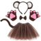 XNIVUIS Affen Kostüm Tierkostüm Set, Schwanz, Fliege, Stirnband, Handschuhe, Tutu-Rock-Set für Erwachsene, Kinder, Verkleidung, Halloween, Bühnenaufführung, Karneval, Cosplay-Party (Braun)