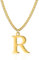 Symretie Goldkette mit Buchstaben R,14K Gold Vergoldet Initial Halskette,Edelstahl Kette mit R,Gold kettenanhänger kette für Damen Mädchen