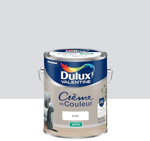 Dulux Valentine Crème de Couleur - Peinture multi-supports intérieure - Satin Gris Tendance 5 L