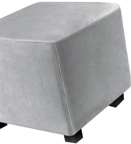 Hockerbezug Quadratisch 45cm/50cm/65cm Ottomane Bezug Quadratisch Bezug Hocker Quadratisch Hocker überzug Schonbezug Bezug für Fußhocker Stretch Ottomane Abdeckung Hockerabdeckung(Color:Light Gray,Siz