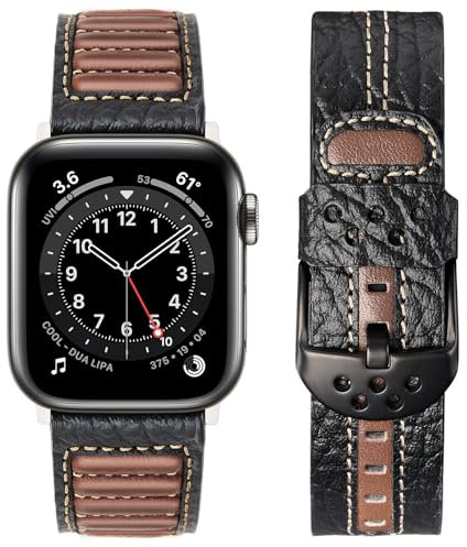 Fullmosa Kompatibel mit Apple Watch Armband 46mm 45mm 49mm 44mm 42mm 38mm 40mm,Herren Leder Ersatzarmbänder für iWatch Series Ultra 2 Ultra Series 10 9 8 7 6 SE 5 4 3 2 1