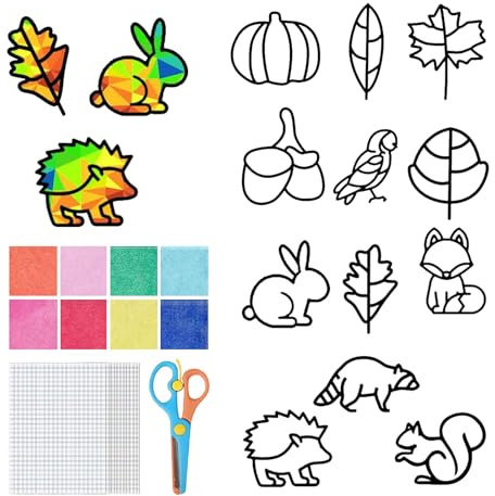 XDGBGFN 12 Stück Herbstdeko Basteln Set, Bastelset Weihnachten set, Fensterbilder Herbstdeko Weihnachtsdeko Selber Basteln, DIY Bastelset Blätter Deko