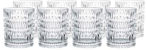 Nachtmann 8-teiliges Becher-Set, Trinkgläser mit Schliff, Kristallglas, 304 ml, Ethno, 105799