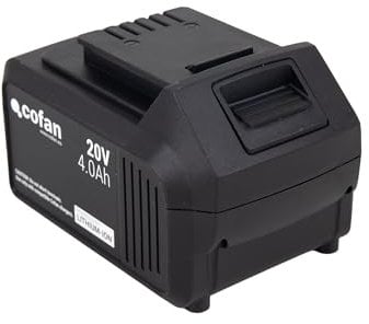 Cofan Batería Recargable Li-Ion de 20V y 4.0 Ah | Adecuada para Herramientas Cofan | Sistema 1 For-All | Indicador de Carga | Protección contra sobrecargas, sobretensiones y Cortocircuitos