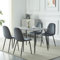 HomJoy Esstisch mit 4 Stühlen Essgruppen Rechteckiger Esstisch Retro Design Küchentisch Stuhl aus Samt für Wohnzimmer Esszimmer Wohnzimmer Büro (4, grau)