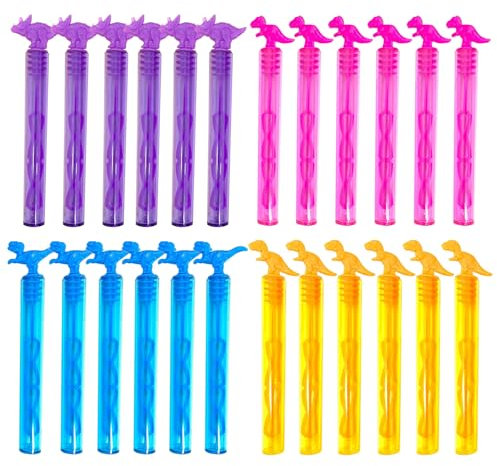 24 Stück Mini Seifenblasen mit Dinosauriergriff in 6 Farben,für Kindergeburtstag, Kinderparty, Hochzeit, Halloween, Chirsmas (Enthält Seifenblasen)
