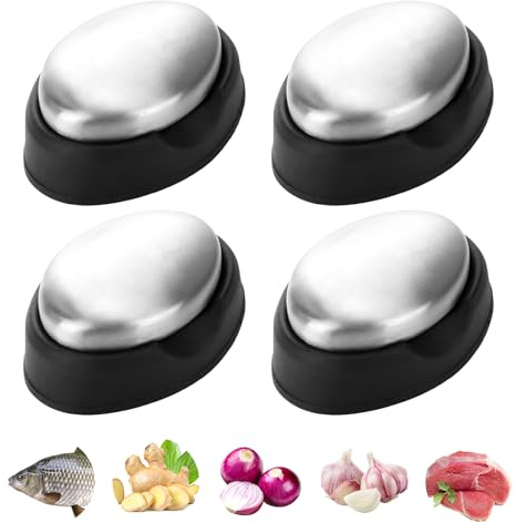 4 Stück Edelstahlseife mit Ablageschale, KüChenseife aus Edelstahl, Metallseife Festes Deodorant, Metall Soapi zur Geruchsentfernung, Edelstahl Seife zur Desodorierung Von Lebensmitteln