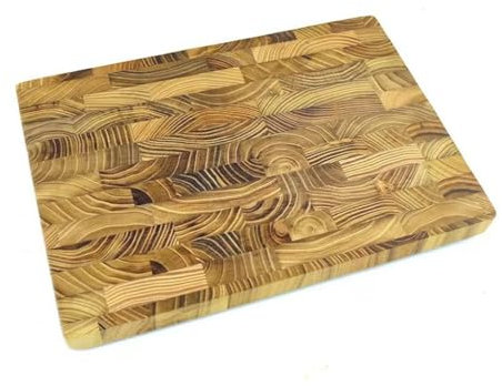 Grande planche à découper en teck avec poignée cachée - Planche en bois massif pour viande, fromage et légumes - 42 x 30 x 2,5 cm